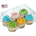 Decony Cupcake Boxes [40 PC.] MADE IN USA- Stylish Clear Plastic Cupcake Containers Displaying & Transporting Cupcake Holders with 4" High Dome for High Toppings- Each Cup Cake Box Holds 6 Cupcakes