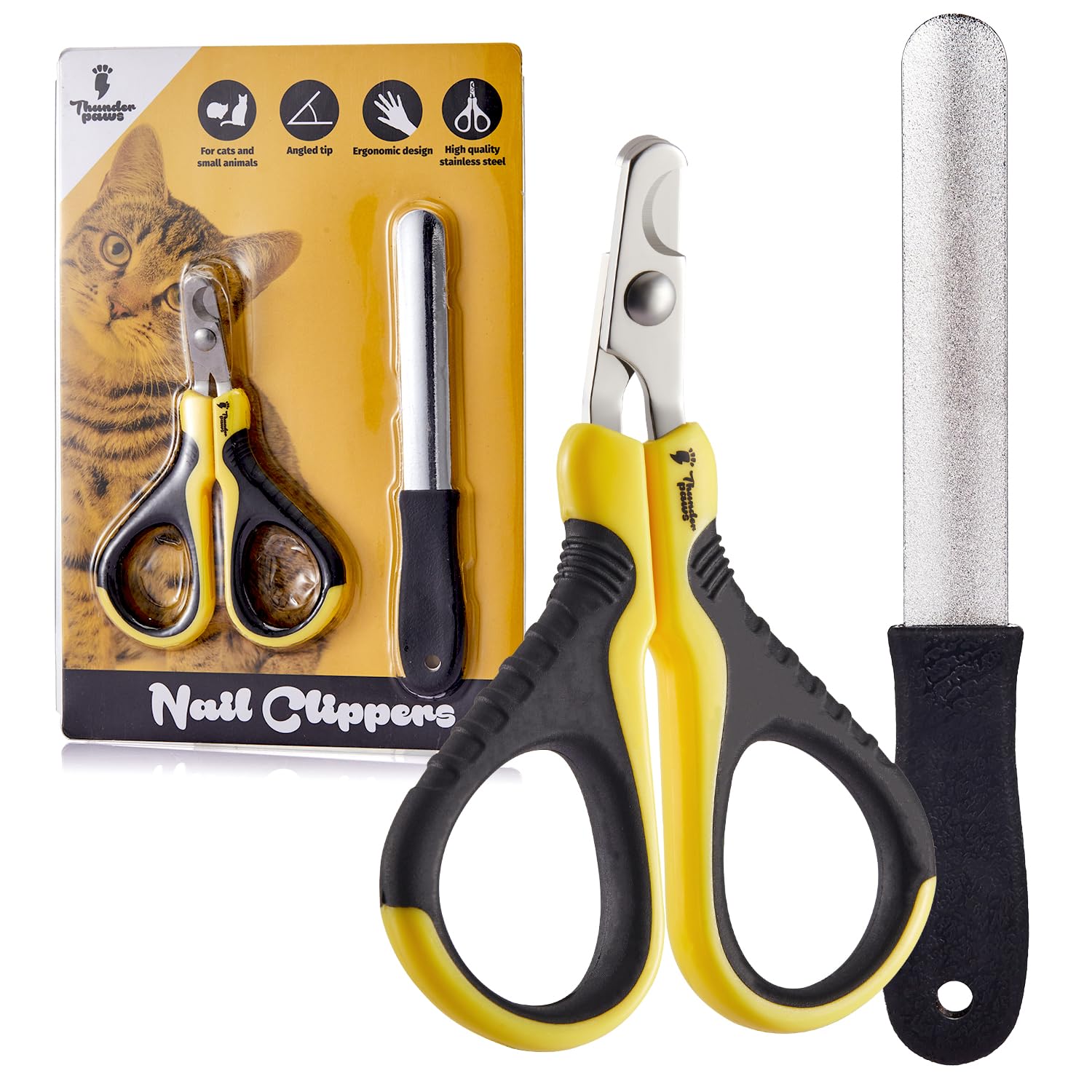 Thunderpaws Professional-Grade Cat Nail Clippers with Angled Tip - Nail File Included - Suitable for Cats and Small Animals โ image 1