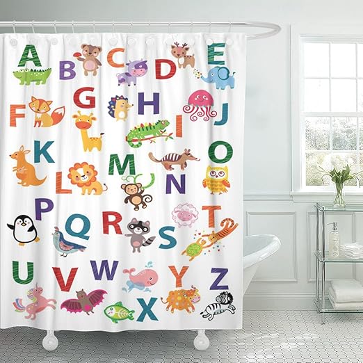 Amazon Com Emvency Shower Curtain Kindergarten Cute Animal