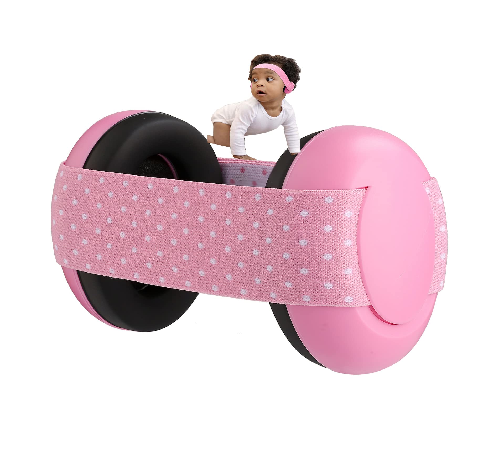 OhMill Baby Ear Defenders Noise Cancelling Elastic Ear Muffs for Babies And Toddlers Children Newborn Infant Hearing Protection Ear Protectors Headphone, Pink