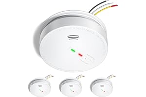 SITERLINK Smoke Detector Hardwired, Smoke Alarm Interconnected with Battery Backup, Photoelectric Fire Alarms Smoke Detectors with LED Lights, UL217 Listed Fire Alarm for House, GS517, 4 Packs