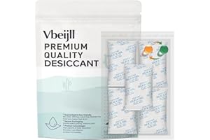 VBEIJLL 5 Gram (50 Pack) Color-Indicating Silica Gel Packets, Each 5 Pack Individually Sealed, Food Grade Desiccant - Rechargeable Moisture Absorbers for Food Storage, Electronics, 3D Filament & Safes