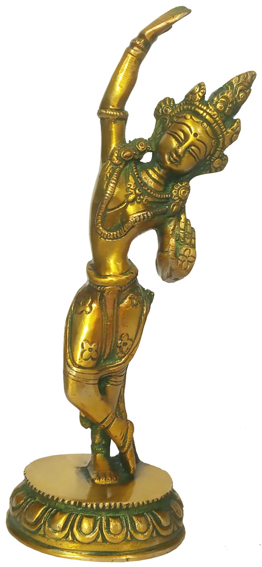 Purpledip Brass Idol Queen Maya of Sakya, Mother of Gautam Buddha: Gold Finish Vintage Statue (12155) — image 1