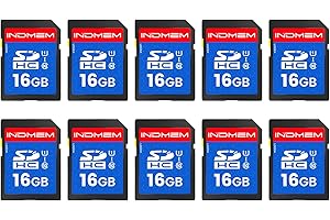 INDMEM SD Card 16GB, 10-Pack UHS-I Class 10 MLC Flash Memory Card, High-Speed Secure Digital Cards for Cameras, DSLR, Action 