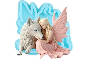 YABONAN Angel and Wolf Fondant Mold Angel Silicone Molds for Cake Decorating Cupcake Topper Chocolate Candy Gum Paste Polymer