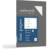 Southworth 25% Cotton Business Paper, 8.5&rdquo; x 11", 24 lb/90 gsm, Linen Finish, White, 100 Sheets - Packaging May Vary (P554CK)