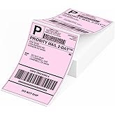 Phomemo 4X6'' Thermal Shipping Labels - Pack of 100 4x6 Fan-Fold Labels for Shipping Labels, Address, Mail, Product Logo Labels, Commercial Grade, Pink