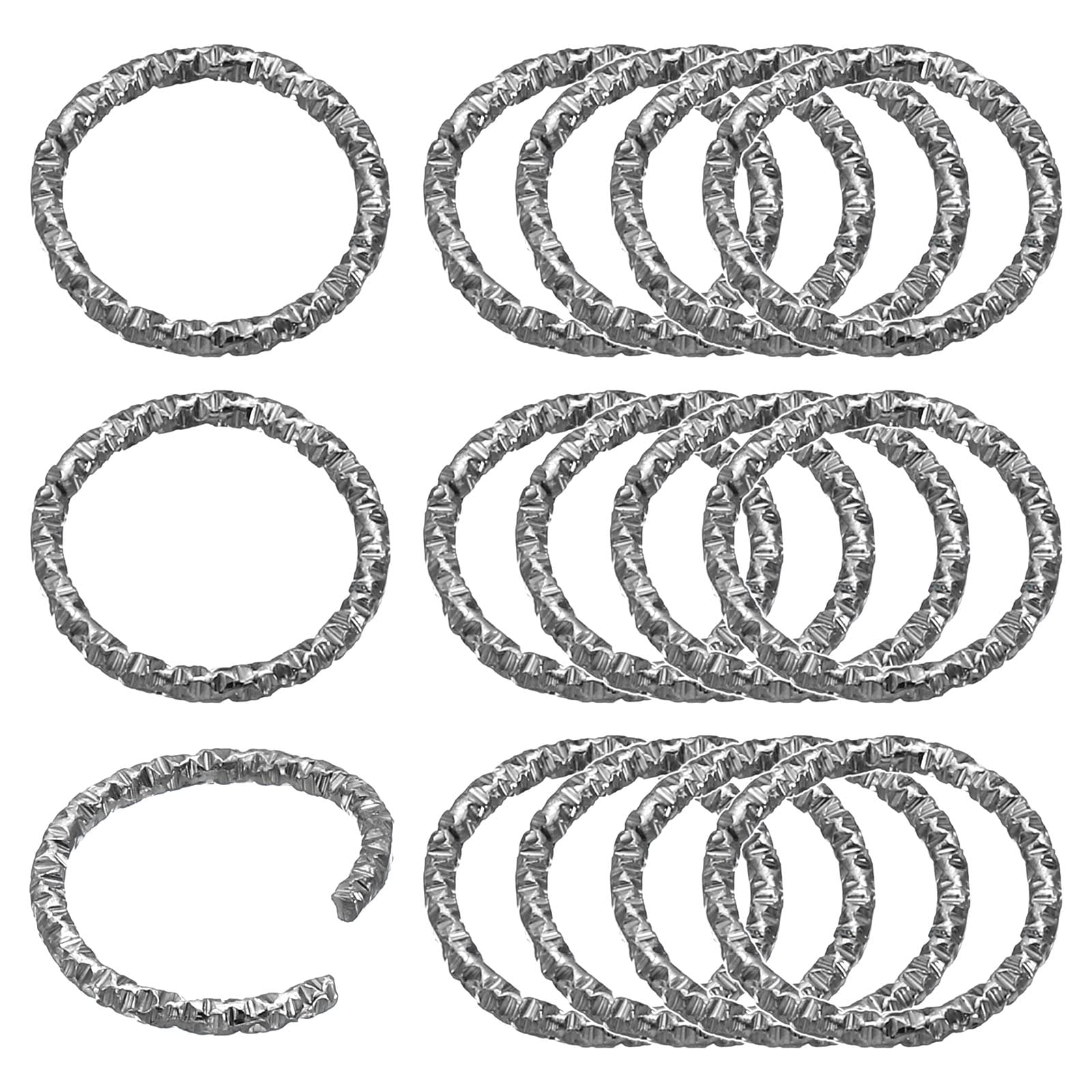 PATIKIL 1.5 x 15mm Wine Glass Charm Ring, 100 Pack Metal Earring Beading Hoop Twisted Open Jump Rings, Black