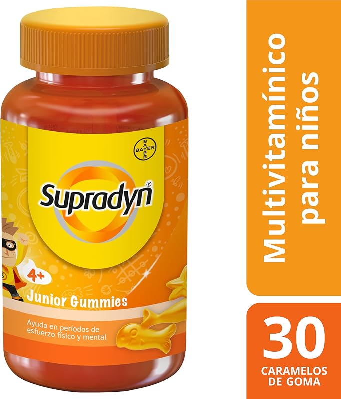 Multivitaminas para crianças, supradyn junior gummies 30 gummies, suprimento para 1/2 mês, vitaminas para crianças de 4 anos ou mais, vitamina c, vitamina b, ômega 3, sem glúten