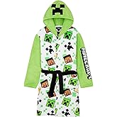 Get Trend Minecraft Robe for Boys Teens, Hooded Dressing Gown, Creeper Loungewear Cozy Robes, Gamer Gifts for Boys