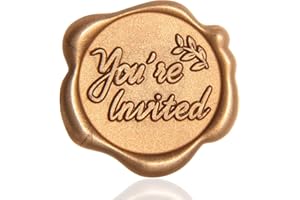 PALPROT 50 Pcs Gold Wax Seal Stickers, You're Invited Stickers for Envelope Sealing, Self-Adhesive You're Invited Wax Seal Stickers for Packaging Wedding Invitation Birthday Party Favor Baby Shower Decoration