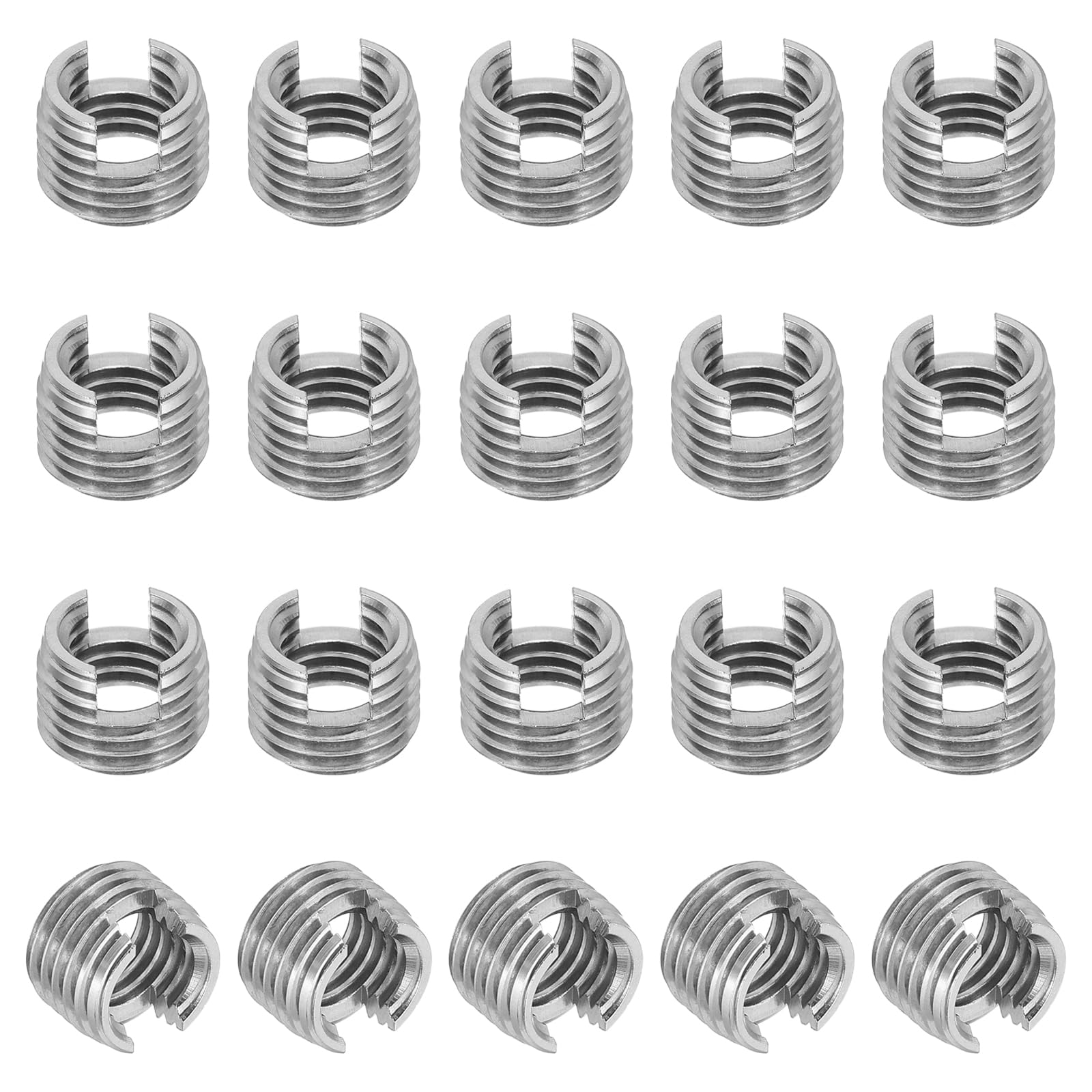 PATIKIL Self-Tapping Threaded Inserts, 20 Pcs M10 x M14 x 10mm 303 Stainless Steel Thread Adapter Reducer Slotted Screw Repair Inserts Nuts Sleeve