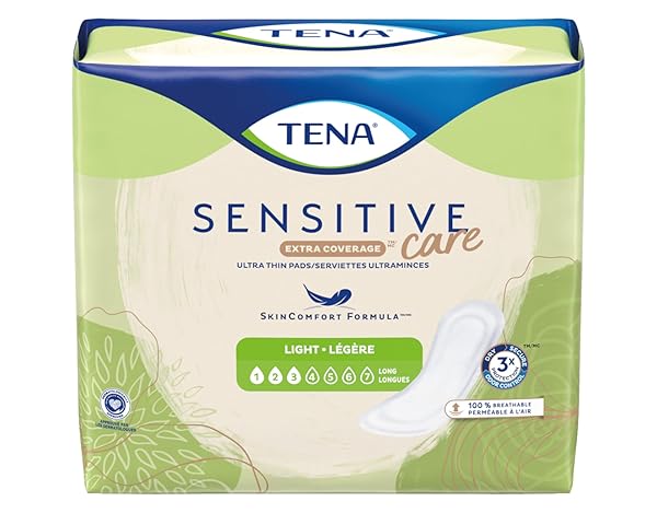 TENA INTIMATES EXTRA COVERAGE ULTRA THIN LIGHT BLADDER LEAKAGE PAD FOR WOMEN, LIGHT ABSORBENCY, LONG LENGTH, 6 PACK – 144 TOTAL