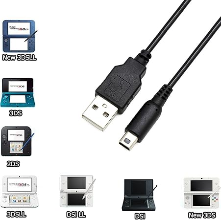 Amazon Com Enterest Usb Cable Charging Line 3 94feet Can Be Used For New3ds New3dsll 3ds 3dsll I2ds Dsi Dsill 2ds Charge Black Computers Accessories