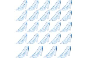 ZYFLSQ 24 Pieces Mini Plastic Cinderella Slippers 3.5 Inch Glass Heels Princess for Wedding Birthday Party Table Favors Decoration (Blue)