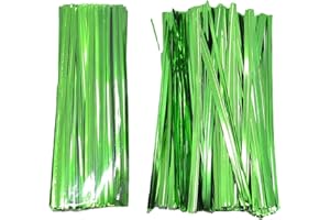 FEATUMAN Green Metallic Twist Ties Reusable, 4.7 Inch Long Plastic Twist Ties for Bags, Reusable Twist Bread Ties for Party Wrap Gift Bags, Birthday Bags, Bread Candy Bags and Christmas Decorations 800 Pcs
