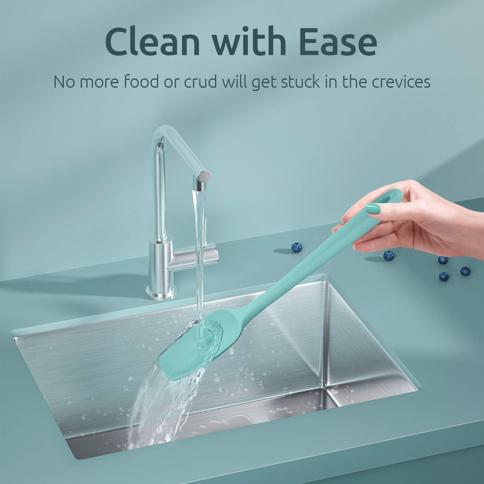 U-Tasteシリコンスパチュラセット、耐熱性315.6℃（ティール）