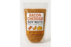 THE BRITTLE BOX CANDY CO. Bacon Cheddar Soy Nuts 16 oz Resealable Snack Bag High Protein, Crunchy Roasted Snack Small Batch, Savory Cheesy Bacon Flavor Keto-Friendly