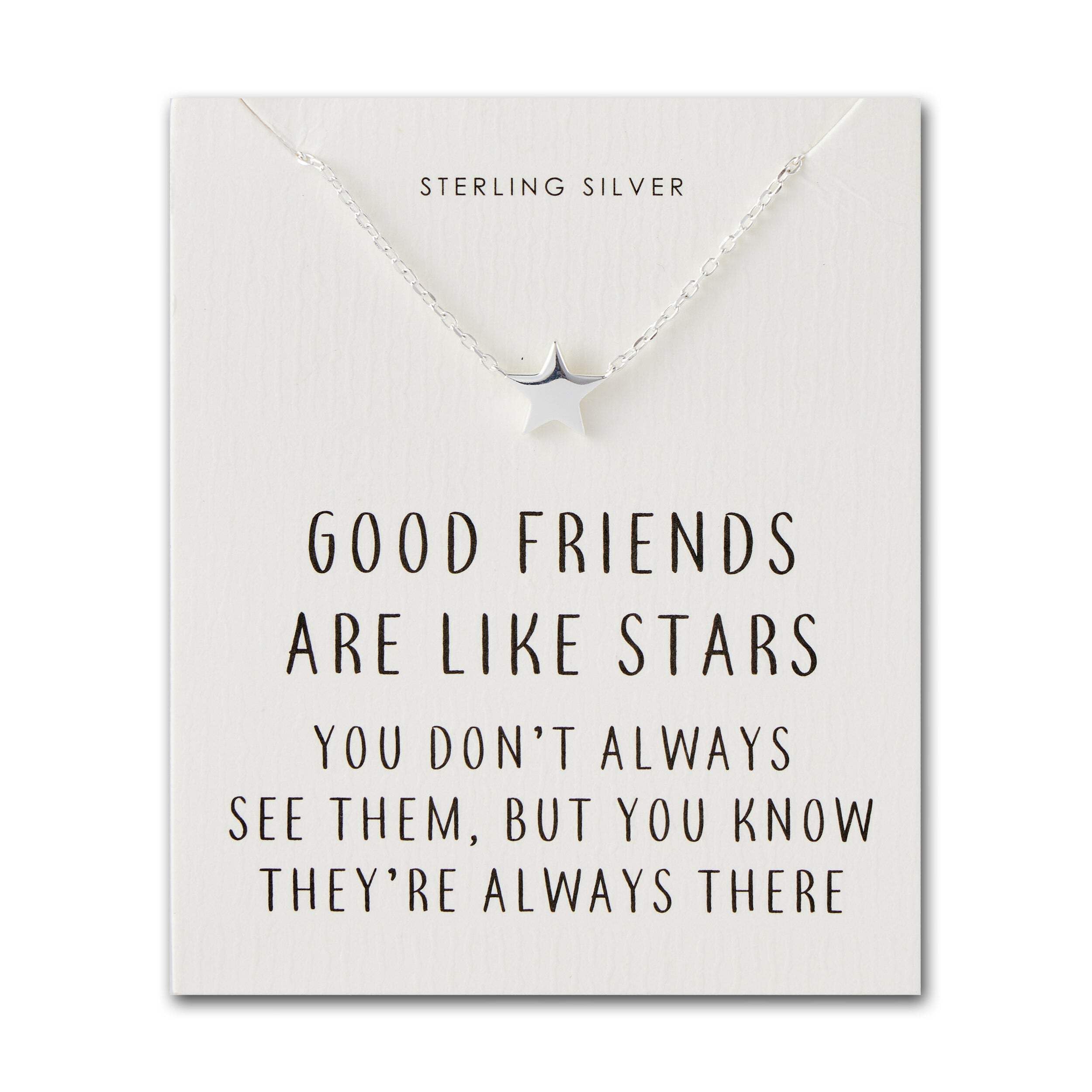 Philip Jones Sterling Silver Friendship Quote Star Necklace