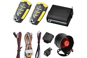 Riloer Car Security Antitheft Alarm Keyless Entry System with Remote Control Siren Sensor, Universal 12V Auto Car Accessories