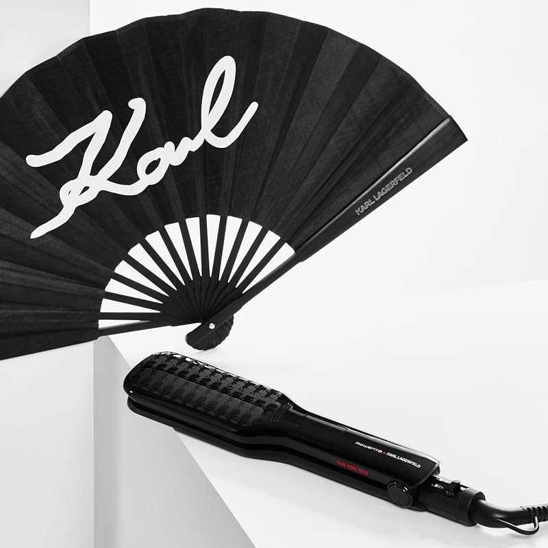 x KARL LAGERFELD SF411L Extra Liss Piastra per Capelli, Superficie Larga, 6 Temperature, Riscaldamento Rapido, Rivestimento in Cheratina, Nero