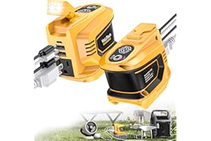 VOLTTECH 2 Packs 200W Power Inverter for Dewalt 18V/20V Battery Inverter DC 20V to AC 110V Portable Power Station Generator Power Supply with 2 USB Ports & 1 Type-C & 1 AC Outlet, 200 Lumen Light