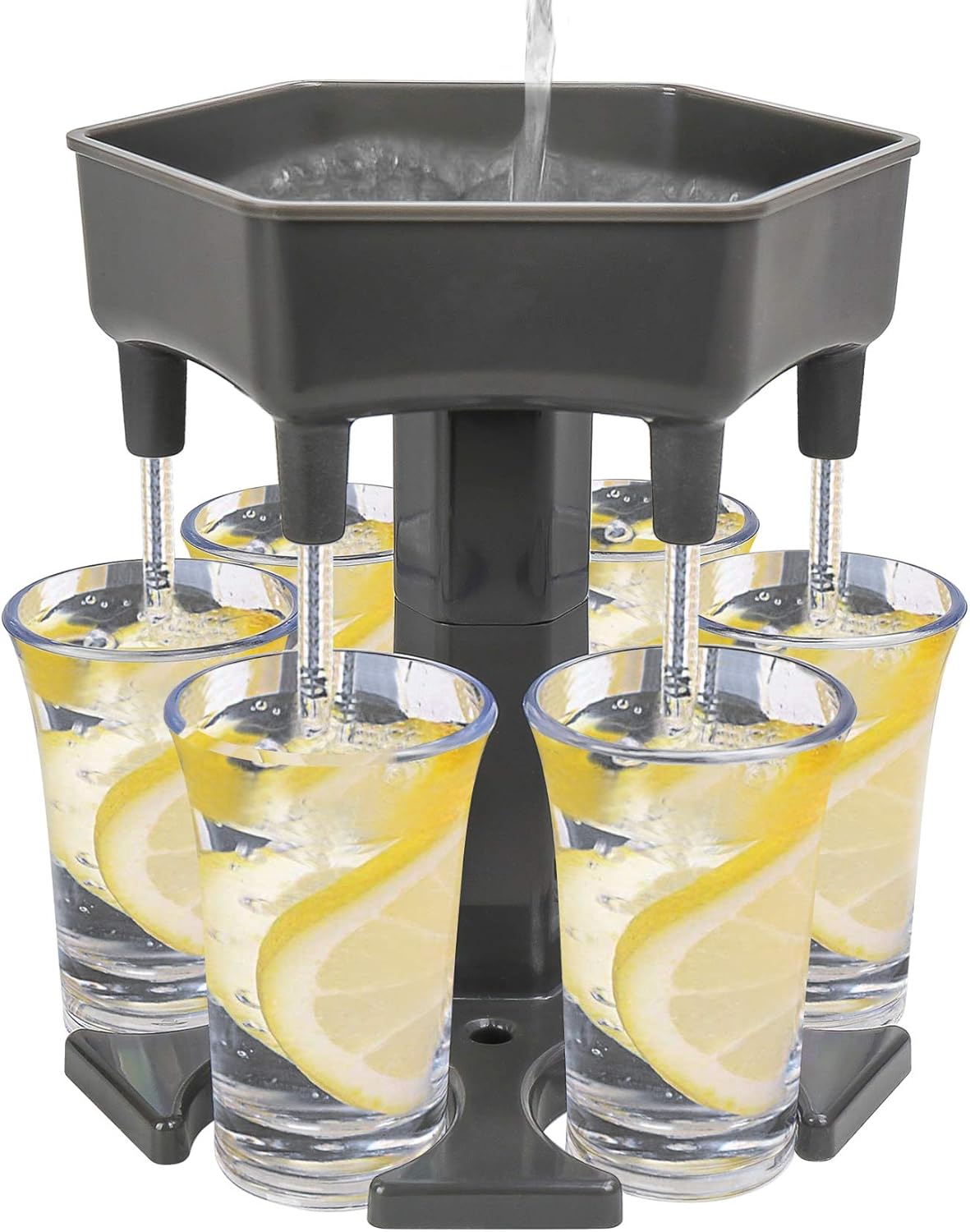 6 Shot Glass Dispenser and Holder, With 6 Shot Glasses and