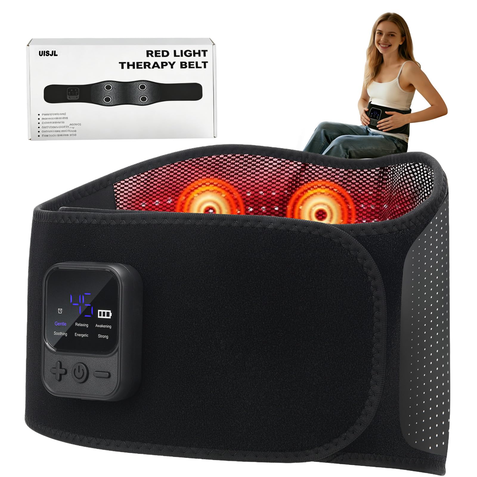 Photo 1 of ****FACTORY SEALD*** Cordless Back Massager Belt, Red Light Therapy Back Massager with 6 Heat & 6 Vibration for Pain Relief Deep Tissue, 4 Motors Heating Pad for Back, Ideal Mother Day Gift & Gifts for Women Men Mom Dad