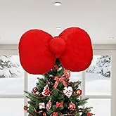 Janinka Large Kawaii Kitten Christmas Tree Topper Cartoon Cat Bow Tree Ornaments Xmas Party Supplies for Christmas Home Kitten Theme Indoor Holiday Outdoor Decor, 15.75 x 9.84 Inches(Red)