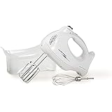 Hamilton Beach Power Deluxe 6-Speed Electric Hand Mixer with Snap-On Storage Case, QuickBurst, Beaters, Whisk, Bowl Rest, Whi