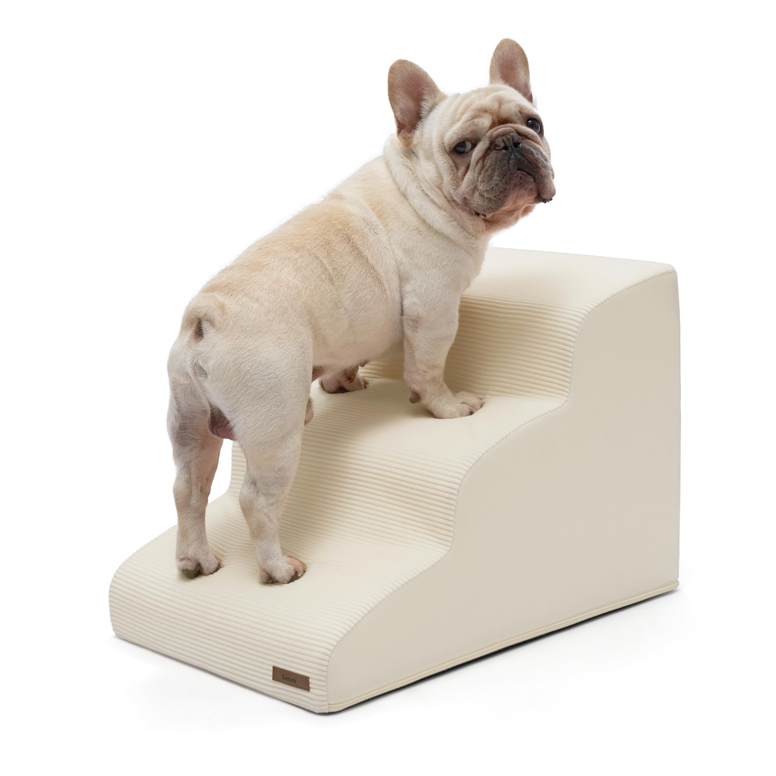 Photo 1 of Lesure Dog Stairs for Small Dogs and Cats Pet Steps Ramp for Bed and Couch with CertiPUR-US Certified Foam with Non-Slip Bottom, Beige, 3 Steps
