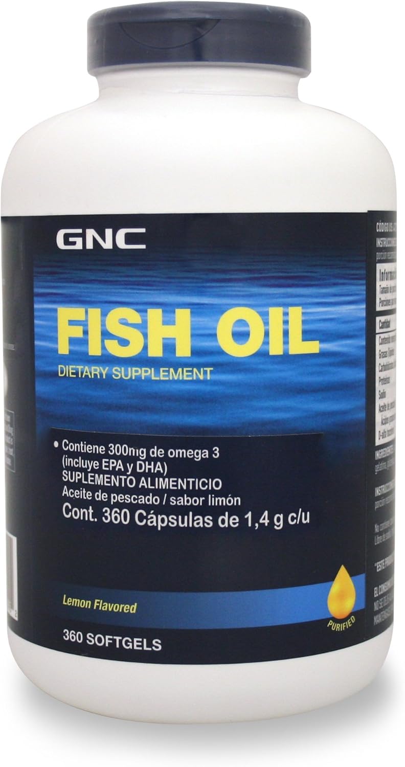 GNC Fish Oil 1000 Limon, 360 caps(El empaque puede variar)