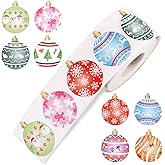 500pcs Christmas Stickers, Cute Xmas Stickers Roll Round Seal Labels for Envelope Gift Greeting Card Classroom Reward Birthday Holiday Party Decor