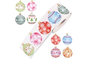 500pcs Christmas Stickers, Cute Christmas Stickers Roll Round Seal Labels for Envelope Gift Greeting Card Classroom Reward Bi