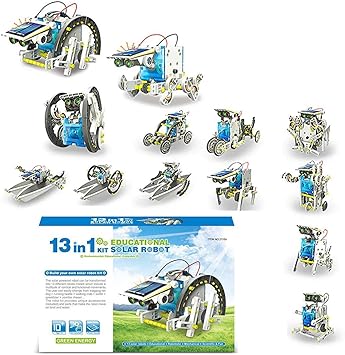ROHKA Educational Mechanical Power Creative Building 13 in 1 Solar Robot Kit Learning Toy for Kids