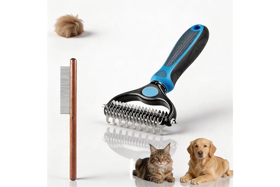 Pet Pro Grooming Tool, Pet Shedding Remover, Specialized Comb for Long-Haired Dogs, Undercoat Grooming Tool, Dog Shedding Comb and Undercoat Rake