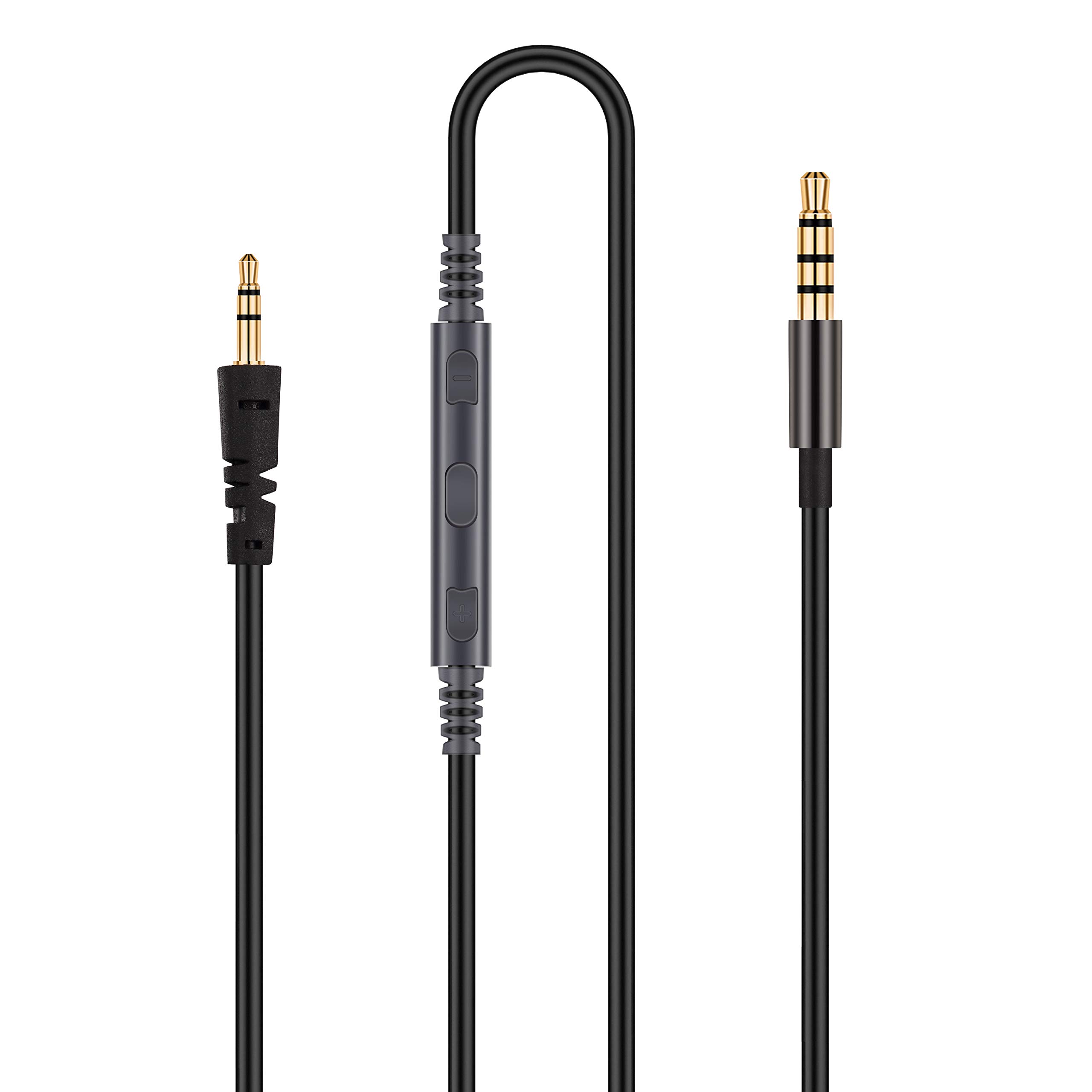 HanSnby Audio Cable Replacement - Compatible With Bowers & Wilkins P5, P5 S2, Wireless, Recertified Headphone and iPhone iPod iPad Apple Devices With In-Line Mic and Remote Volume Control
