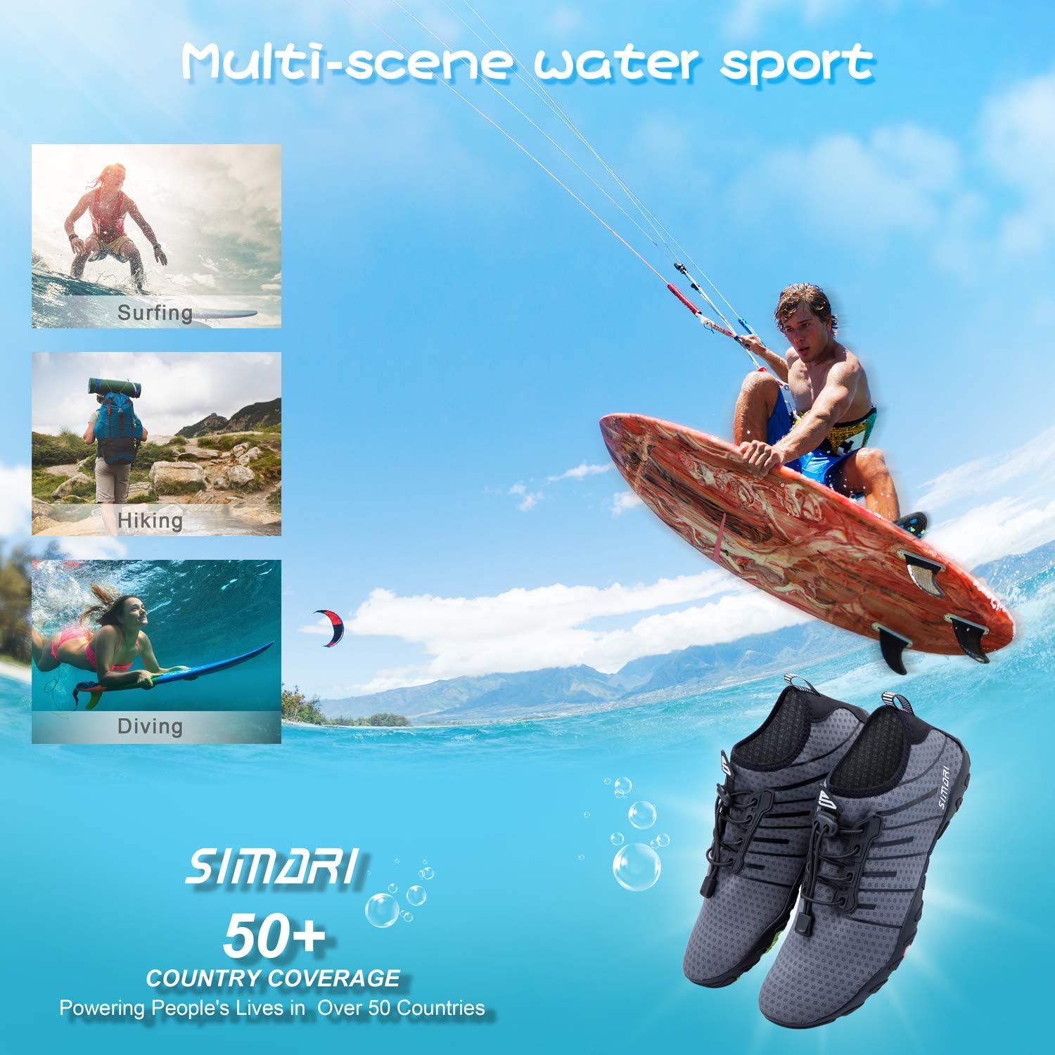  | SIMARI Mens Womens Water Shoes Sports Quick Dry Barefoot Diving Swim Surf Aqua Walking Beach Yoga | Water Shoes