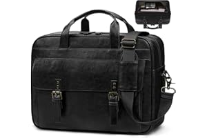 RAINSMORE Messenger Bag for Men 16 Inch Laptop Bag Vintage Leather Waterproof Laptop Briefcases Large Computer Satchel Bag
