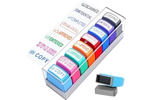 Xhoiqua 8 Pcs Office Stamps Set, Paid Copy Scanned Entered Confidential Approved Completed Return to Sender Stamp, Multicolor