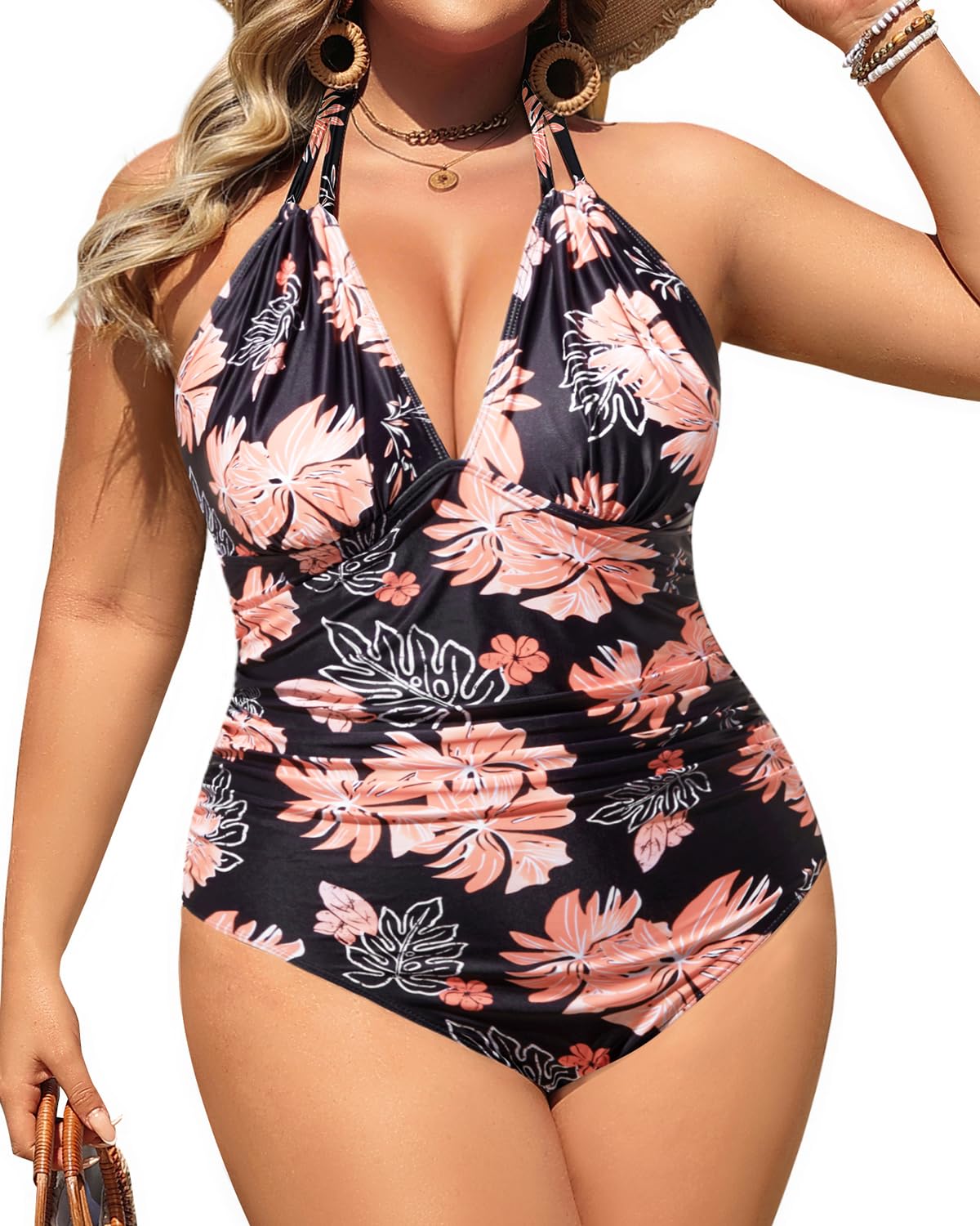 Aqua Eve Plus Size One Piece Swimsuit - Tummy Control, Athletic Fit, Blue Color Block