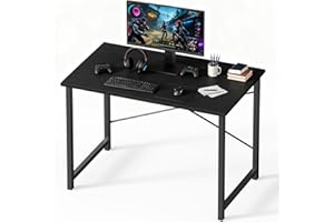OLIXIS 40 Inch Computer Office Desk for Small Spaces, Writing Gaming Work Desk Modern Study Table with Storage Bag & Headphone Hook Home Bedroom, Black