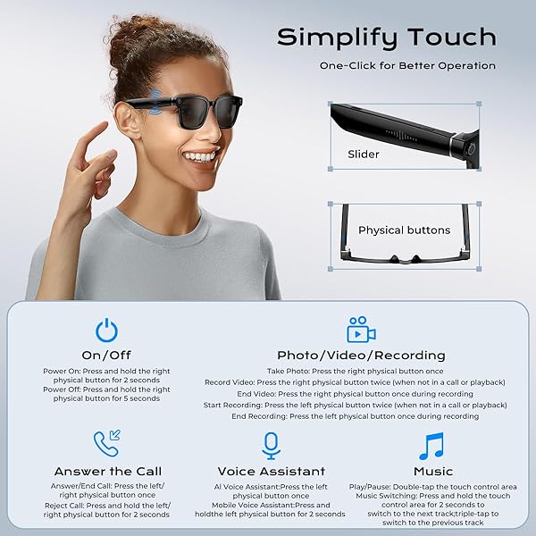 XO SIMPLE IS BEAUTY AI SMART GLASSES,HD 1080P CAMERA GLASSES WITH VIDEO RECORDING & PHOTO TAKING,140+ LANGUAGE REAL-TIME TRANSLATION GLASSES PERFECT FOR TRAVEL, BUSINESS