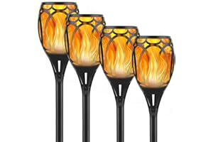 Aityvert Outdoor Solar Tiki Torches, Solar Torch Lights Outdoor Flickering Flame Auto On/Off Waterproof Solar Tiki Lights for Yard Garden Patio (4 Pack)
