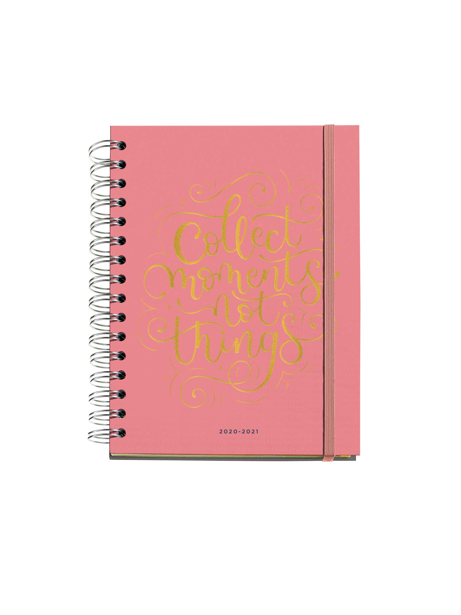 Rigid Spiral School Diary 155x213mm Week View 2020 Happy Letters Collect Moments Miquelrius Pink Catalan