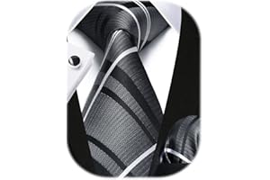 HISDERN Mens Ties Set Stripe Plaid Ties for Men and Pocket Square Cufflinks Formal Silk Necktie Wedding Business