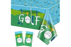 QUERICKY 2 Pack Golf Party Tablecloths, 51x87'' Plastic Disposable Rectangle Golf Table Cover for Golf Theme Party Decorations, Golf Birthday Supplies, Par-tee Decor, Golf Events