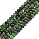 6mm Natural Green Ruby Zoisite Faceted Rondelle Loose Beads Jewelry Making DIY Bead 16 Inch