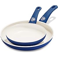 GreenLife Soft Grip Healthy Ceramic Nonstick, Frying Pan/Skillet Set, 7" and 10", Blue