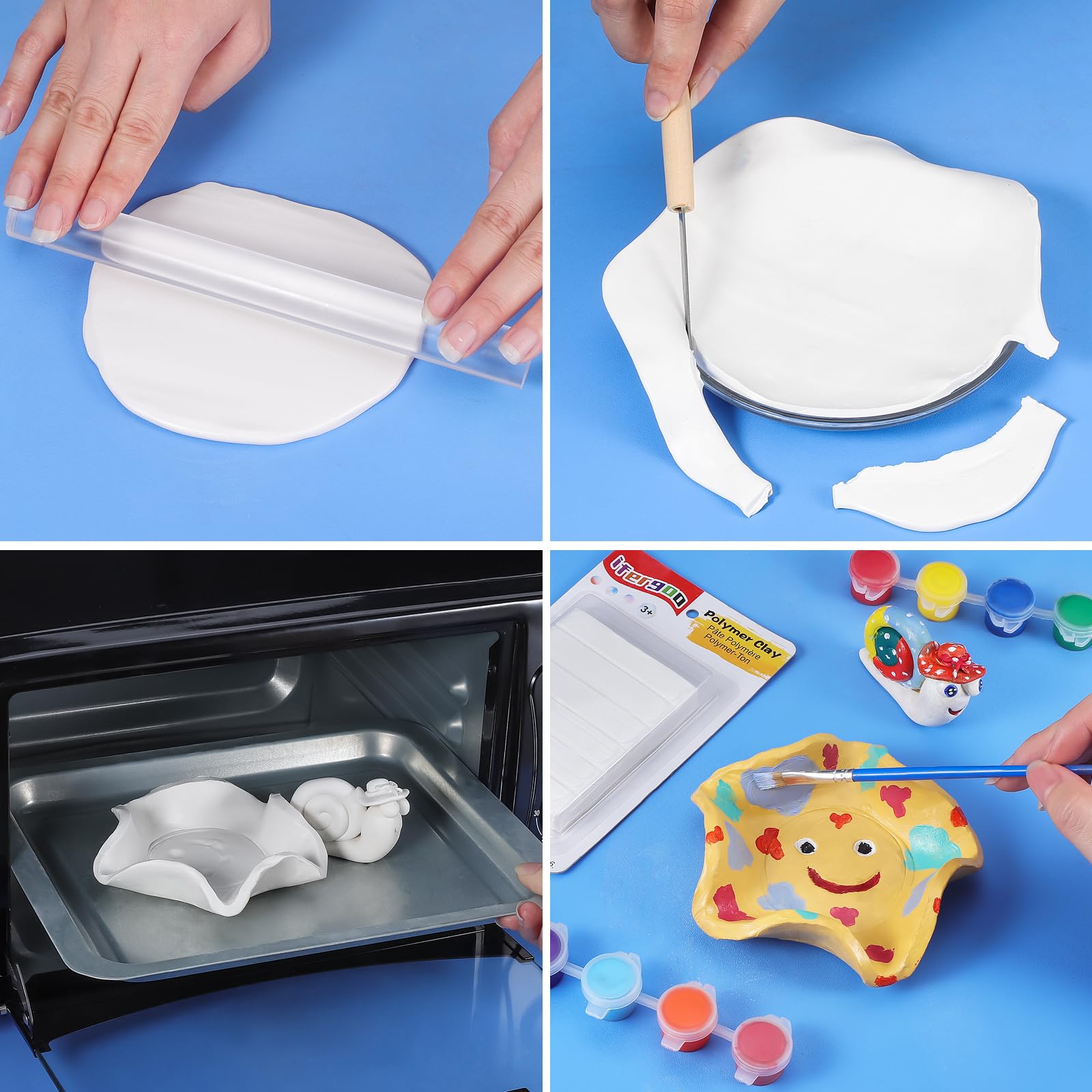 ifergoo Polymer Clay, Oven-Bake Clay, Non Toxic, 3.5 oz. bar, Great for Modeling, Sculpting, Holiday, DIY, Artistic Creation and School Projects. Great for Kids and Beginners (White)